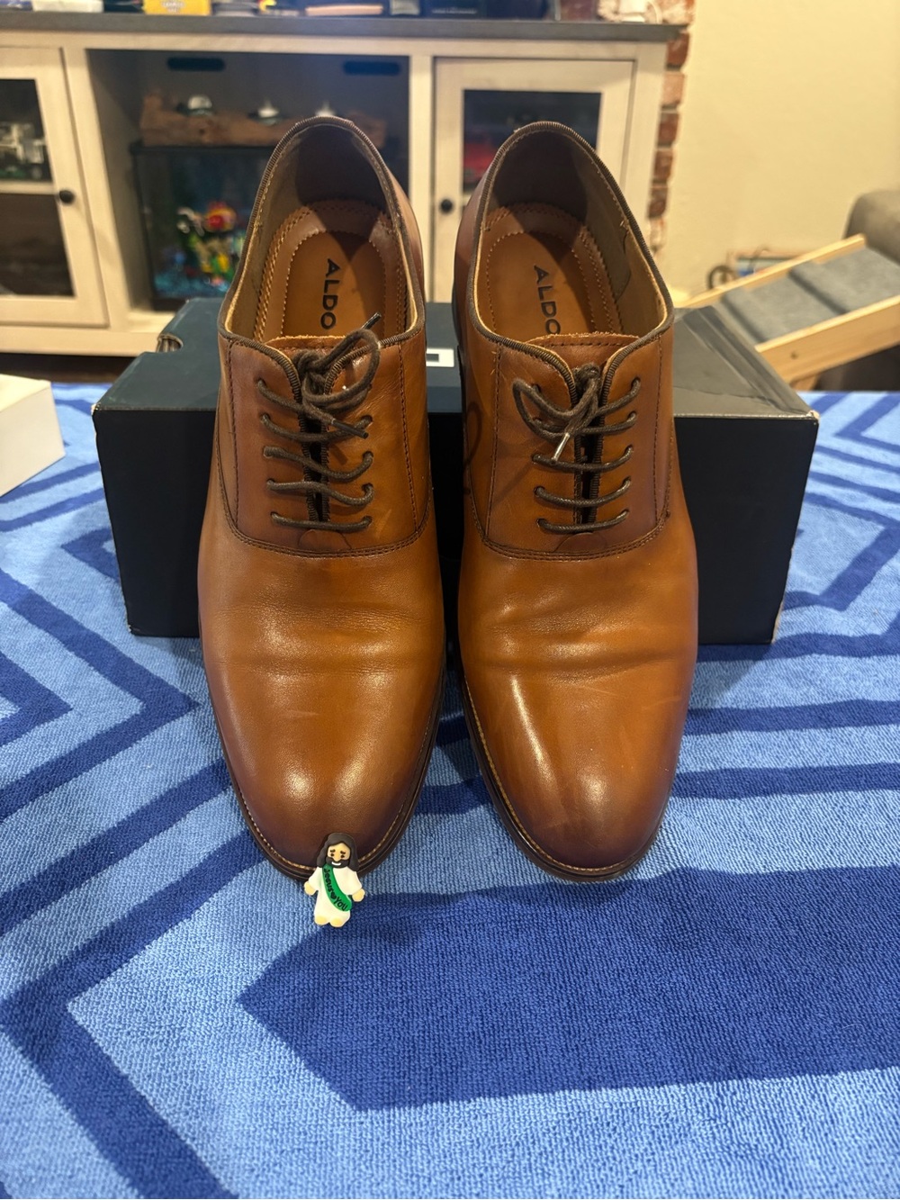 Aldo Men’s Tan Brown Leather Lace-Up Oxfords